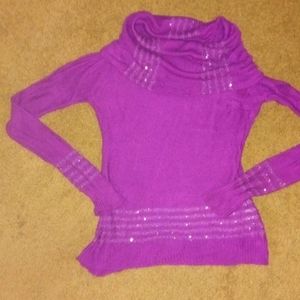 Anne Klien magenta cowl neck sweater